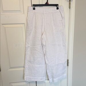 White Linen Wide-Leg Pants